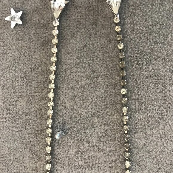 Retired, Signed Carolee Cascading, Silver Tone, Clear White Crystals - Picture 4 of 9